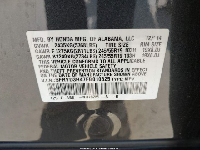 2015 ACURA MDX 5FRYD3H47FB010825 Photo 8