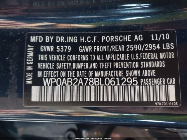 2011 PORSCHE PANAMERA WP0AB2A78BL061295 Photo 8