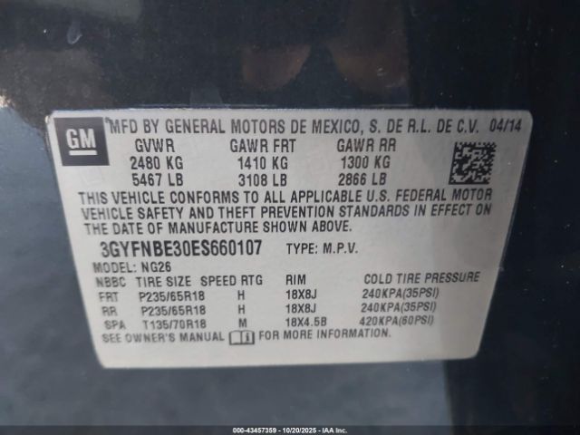 2014 CADILLAC SRX 3GYFNBE30ES660107 Photo 8