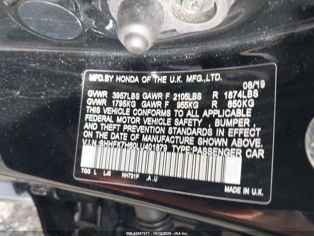 SHHFK7H60LU401879 Honda CIVIC EX