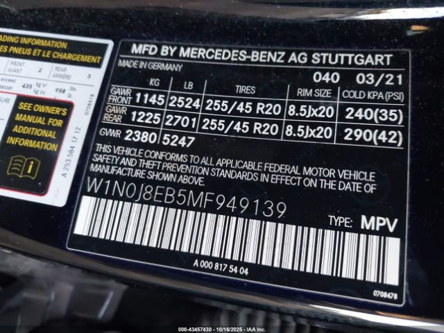 2021 MERCEDES-BENZ GLC 300 W1N0J8EB5MF949139 Photo 8