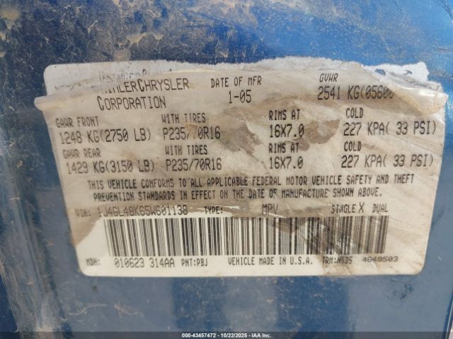 2005 JEEP LIBERTY 1J4GL48K65W601138 Photo 8