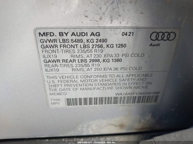 2021 AUDI Q5 WA1AABFY2M2091996 Photo 8