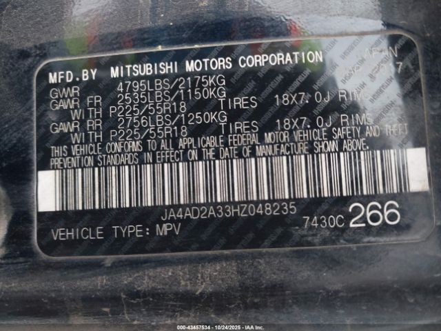2017 MITSUBISHI OUTLANDER JA4AD2A33HZ048235 Photo 8