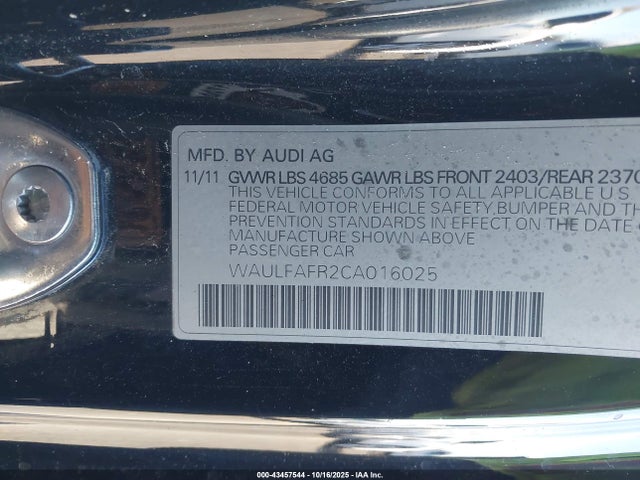 2012 AUDI A5 WAULFAFR2CA016025 Photo 8