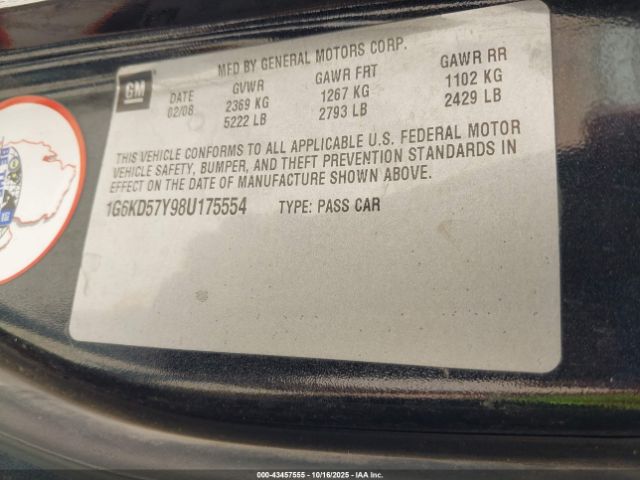 2008 CADILLAC DTS 1G6KD57Y98U175554 Photo 8