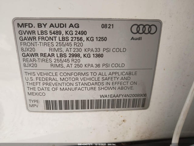 2022 AUDI Q5 WA1EAAFY4N2008906 Photo 8
