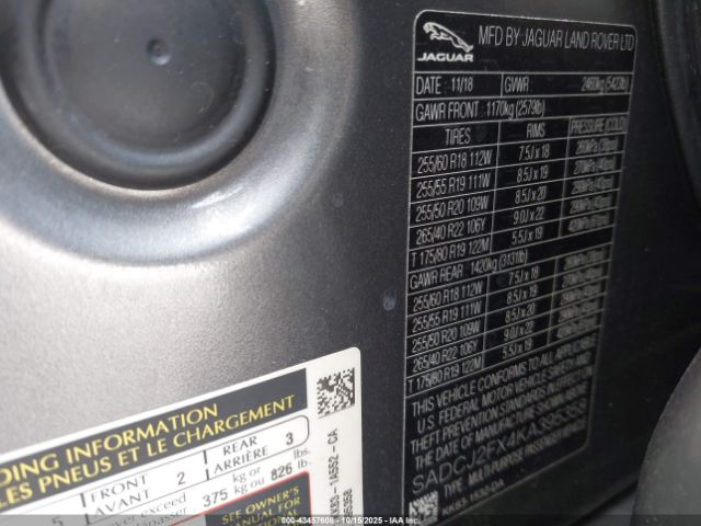 2019 JAGUAR F-PACE SADCJ2FX4KA395358 Photo 8