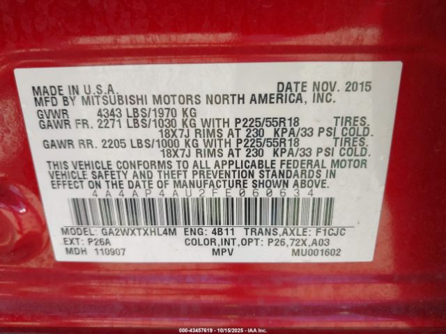 2015 MITSUBISHI OUTLANDER SPORT 4A4AP4AU2FE060634 Photo 8