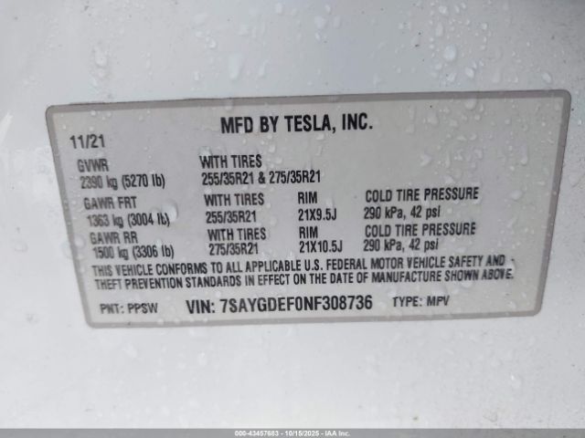 2022 TESLA MODEL Y 7SAYGDEF0NF308736 Photo 8