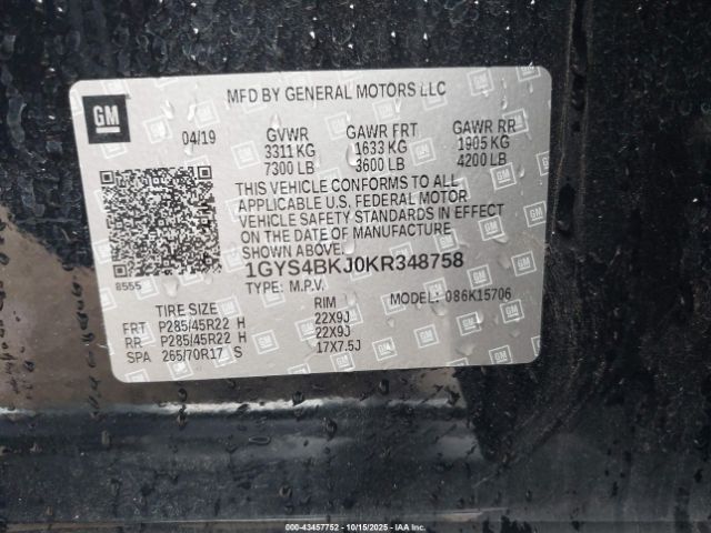 2019 CADILLAC ESCALADE 1GYS4BKJ0KR348758 Photo 8