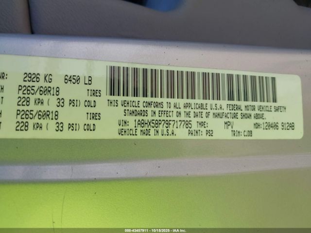 2009 CHRYSLER ASPEN 1A8HX58P79F717785 Photo 8