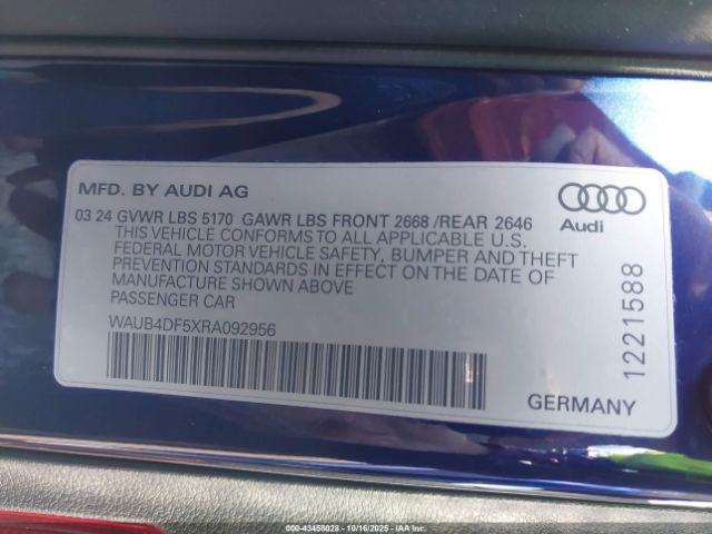 2024 AUDI S5 SPORTBACK WAUB4DF5XRA092956 Photo 8