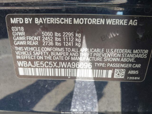2018 BMW 540I WBAJE5C5XJWA96096 Photo 8