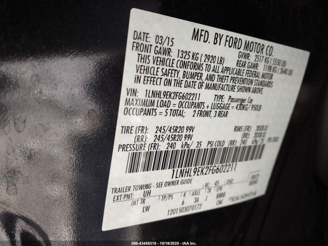 2015 LINCOLN MKS 1LNHL9EK2FG602211 Photo 8