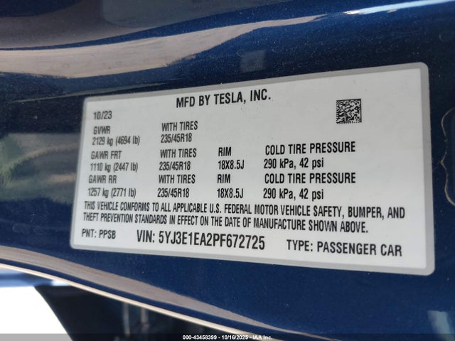 2023 TESLA MODEL 3 5YJ3E1EA2PF672725 Photo 8