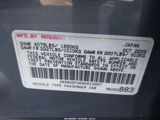 2010 MITSUBISHI LANCER JA32U2FU0AU013357 Photo 8