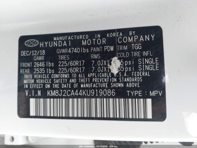 2019 HYUNDAI TUCSON KM8J2CA44KU919086 Photo 8
