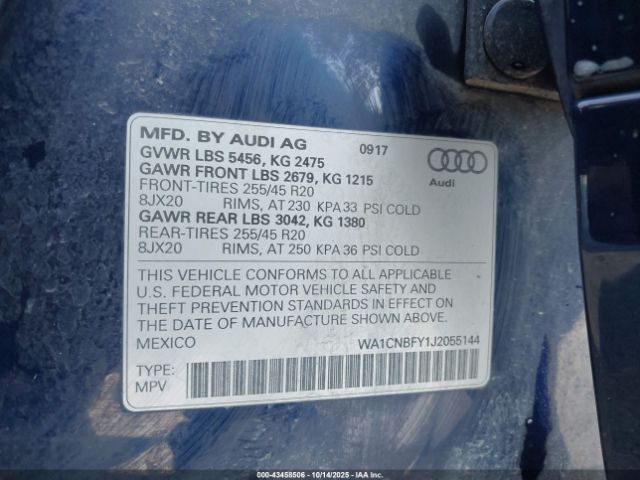 2018 AUDI Q5 WA1CNBFY1J2055144 Photo 8