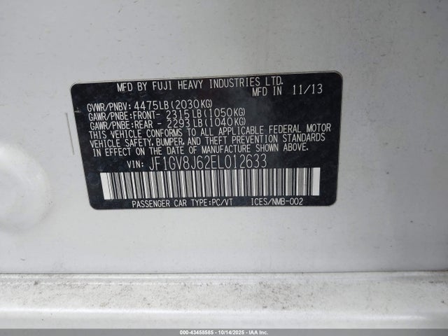 JF1GV8J62EL012633 Subaru Impreza