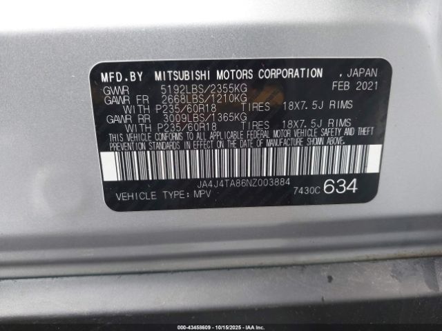 2022 MITSUBISHI OUTLANDER JA4J4TA86NZ003884 Photo 8