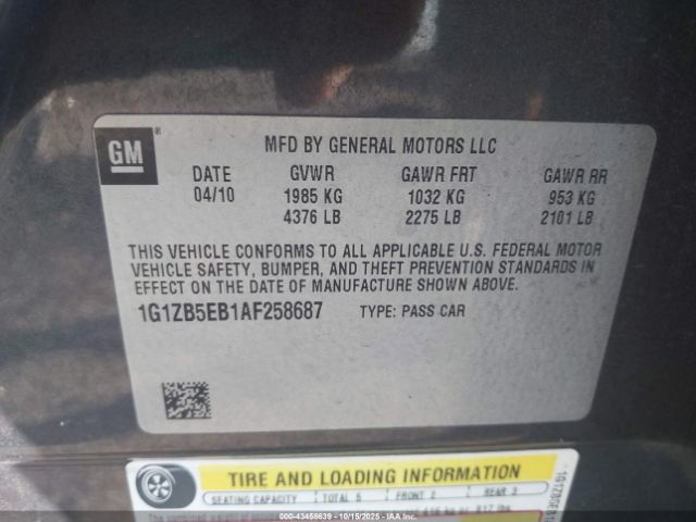 2010 CHEVROLET MALIBU 1G1ZB5EB1AF258687 Photo 8