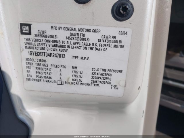 2004 CADILLAC ESCALADE 1GYEC63T04R247813 Photo 8