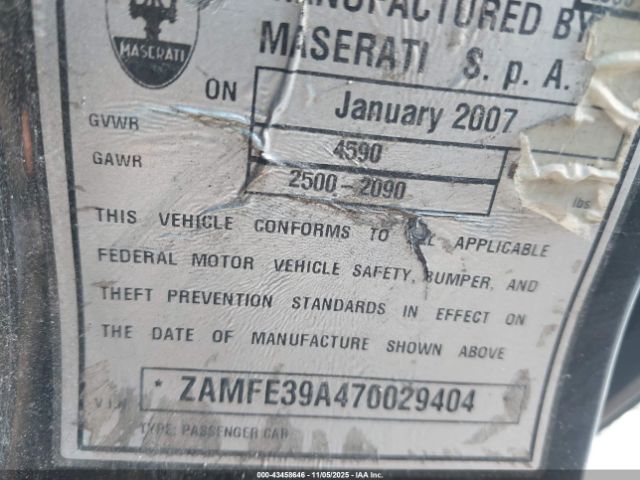 2007 MASERATI QUATTROPORTE ZAMFE39A470029404 Photo 8