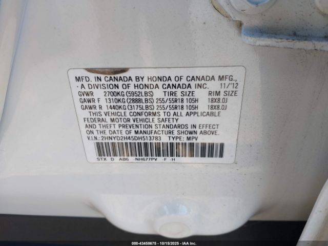2013 ACURA MDX 2HNYD2H45DH513783 Photo 8