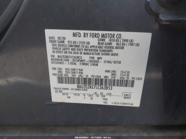 2020 FORD ECOSPORT MAJ3S2KE7LC363853 Photo 8