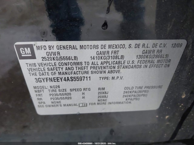 2010 CADILLAC SRX 3GYFNEEY4AS559711 Photo 8