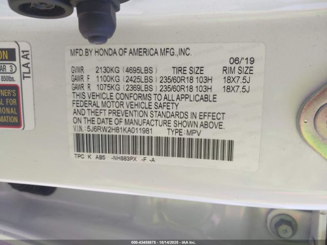 2019 HONDA CR-V 5J6RW2H81KA011981 Photo 8