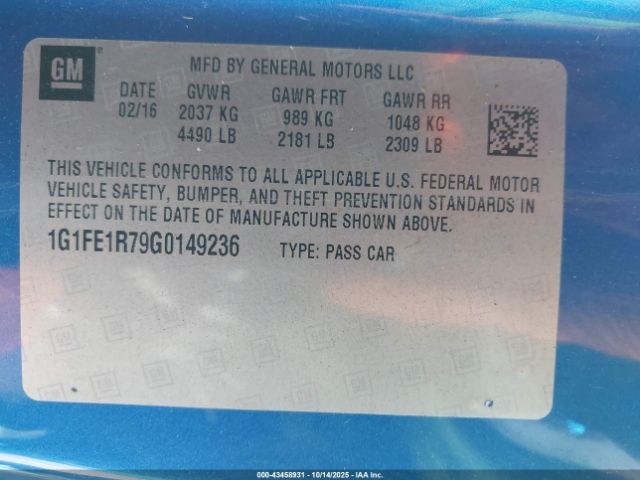 2016 CHEVROLET CAMARO 1G1FE1R79G0149236 Photo 8