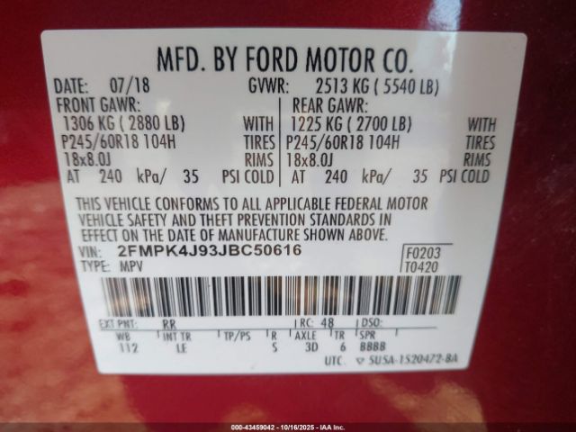 2018 FORD EDGE 2FMPK4J93JBC50616 Photo 8