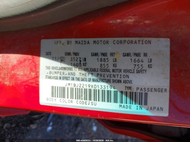 1999 MAZDA PROTEGE JM1BJ2219X0133194 Photo 8