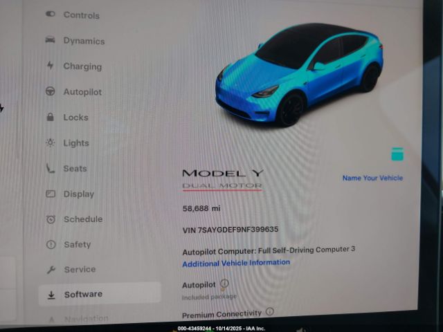 2022 TESLA MODEL Y 7SAYGDEF9NF399635 Photo 6