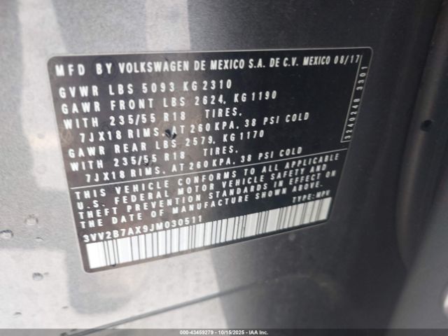 2018 VOLKSWAGEN TIGUAN 3VV2B7AX9JM030511 Photo 8