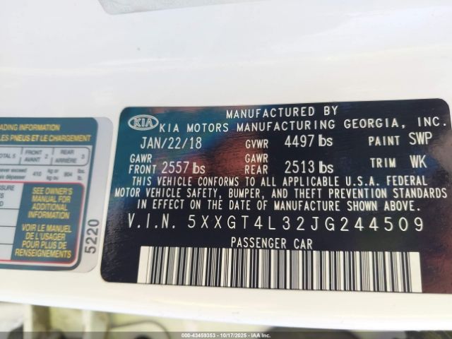 2018 KIA OPTIMA 5XXGT4L32JG244509 Photo 8