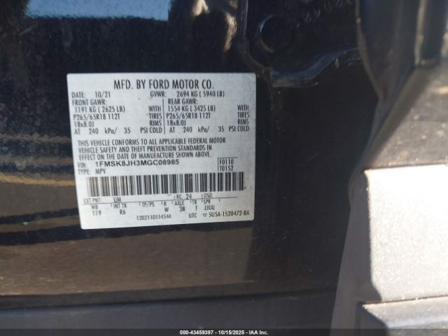 2021 FORD EXPLORER 1FMSK8JH3MGC08985 Photo 8