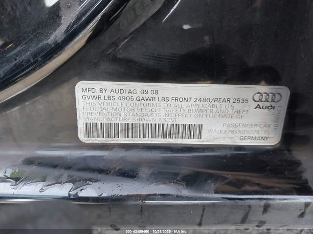 2009 AUDI A4 WAULF78KX9N029125 Photo 8