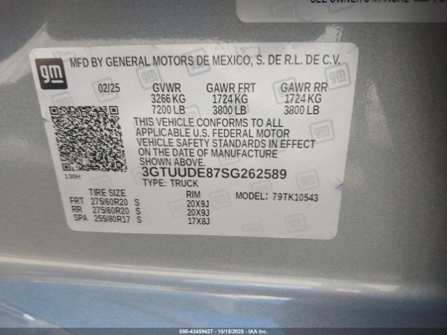 2025 GMC SIERRA 1500 3GTUUDE87SG262589 Photo 8