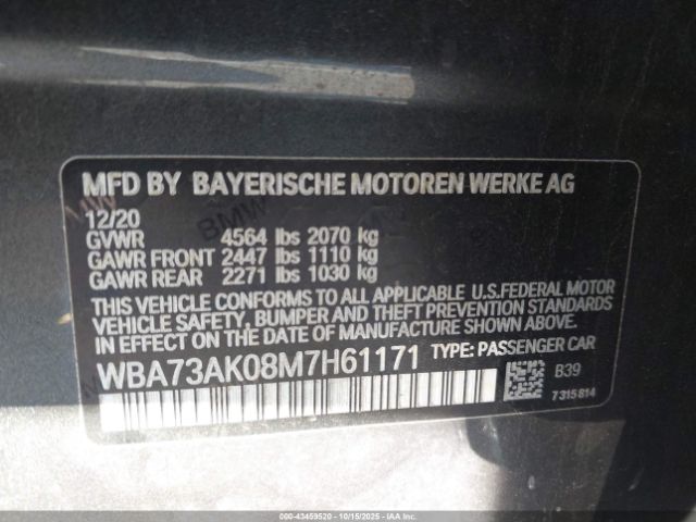 2021 BMW 228I GRAN COUPE WBA73AK08M7H61171 Photo 8