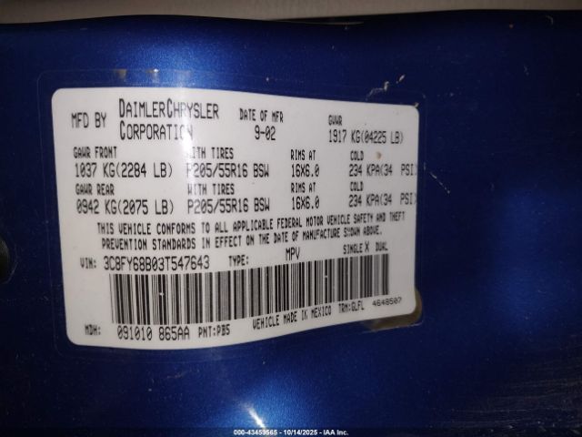 2003 CHRYSLER PT CRUISER 3C8FY68B03T547643 Photo 8