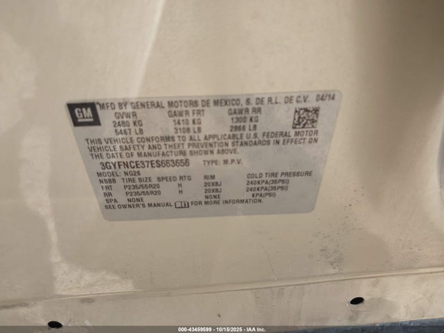 2014 CADILLAC SRX 3GYFNCE37ES663656 Photo 8