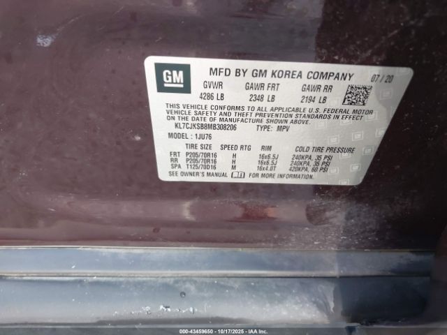 2021 CHEVROLET TRAX KL7CJKSB8MB308206 Photo 8