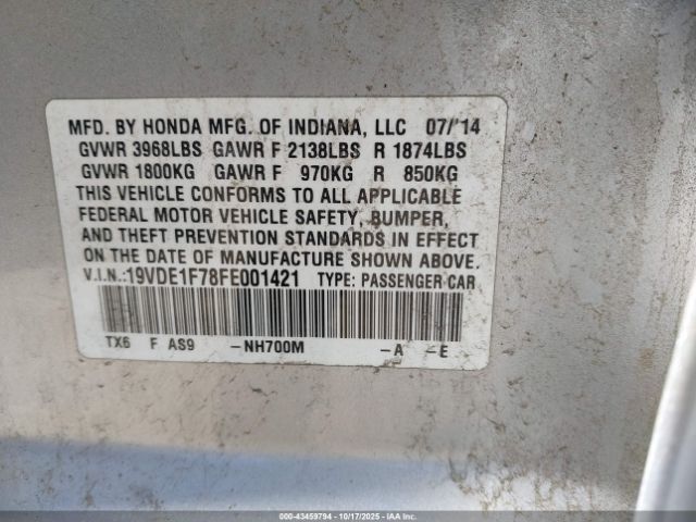 2015 ACURA ILX 19VDE1F78FE001421 Photo 8