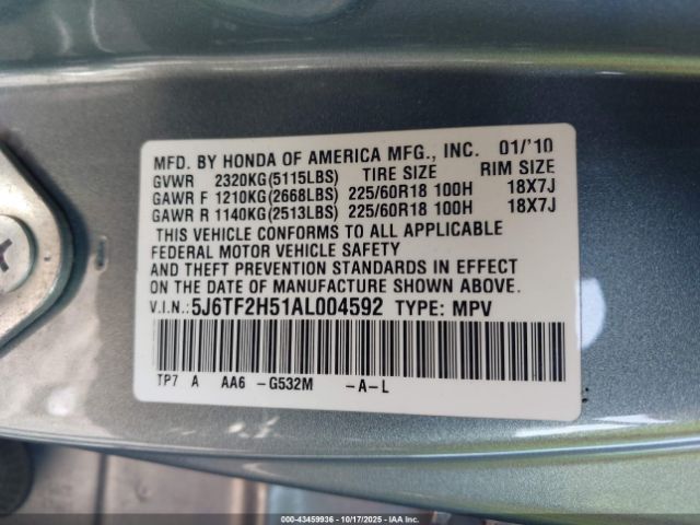 2010 HONDA ACCORD CROSSTOUR 5J6TF2H51AL004592 Photo 8