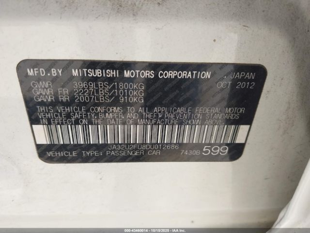 2013 MITSUBISHI LANCER JA32U2FU8DU012686 Photo 8