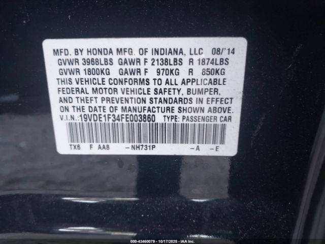 2015 ACURA ILX 19VDE1F34FE003860 Photo 8