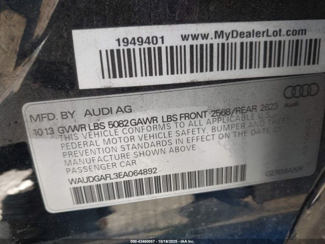 2014 AUDI S4 WAUDGAFL3EA064892 Photo 8